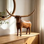Vintage Longhorn Bull Sculpture - Image 3
