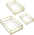 Jetec 3 Pcs Gold Mirror Vanity Tray, Glass Perfume Tray for Dresser by Jetec