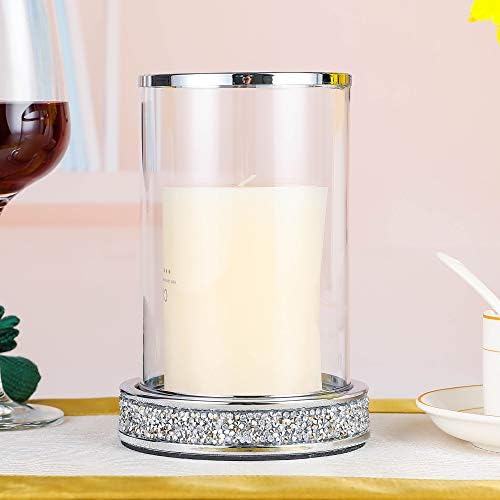 Pillar Candle Holders set of 2,Hurricane Candle Holders for Pillar Candle,Glass Candle Holder for Coffee Dining Table, Wedding, Christmas, Halloween, Home Decoration,Silver Candle Holders - Image 3