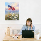 July 4th Patriotic Canvas Wall Art 4th of July USA Decorations American Flag Painting Picture Patriotic Floral Poster Independence Day Home Decor 20x24in - Image 7