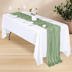 14 Pack Sage Green Cheesecloth Table Runner 17x108 Inch Semi Sheer Boho Gauze Cheese Cloth Fabric Table Runners, for Wedding Party Baby Shower Birthday Home Decor Garden Farmhouse - Image 5