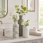 Green Vintage Vase Set of 3, Flower Decorative Vase Home Decor Retro Floral Vase Ceramic Vase Set Chinoiserie Decor for Fireplace Kitchen Counter Living Room (Vintage-Geen) - Image 7