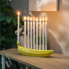 Kikkerland Novelty Ceramic Banorah™ – Menorah for Hanukkah, Chanukah Candle Holder – Fun, Banana Themed Menorah - Image 4