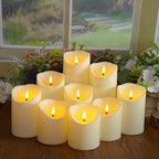 Eebuss Flameless Candles with Remote Timer, Battery Operated Realistic Flickering LED Candles, 9 Packs Fake Candles for Home Decor (D3 x H 3" 4" 5" 6" 7") (Ivory) - Image 6