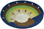 Handwoven African Basket Bowl for Fruits Home Decor (brown blue green, 12in diameter) - Image 2