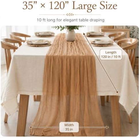 8Pcs Boho Cheesecloth Gauze Table Runners, 35 x 120 in, Neutral Wedding Set - Image 3