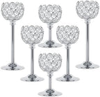 Crystal Candle Holders 2 Set of 6 - Sliver Vintage Hollow Ball Candle Stand for Table Centerpiece, Crystal Metal Tealight Candlestick for Wedding, Dining Room Decor by Unknown