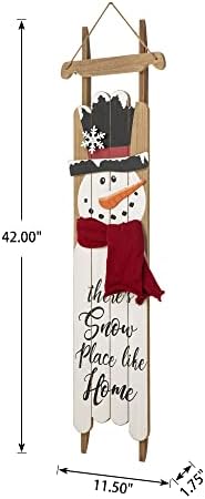 Glitzhome 42 Inch Wooden Snowman Welcome Wall Sign for Front Door Porch Farmhouse Christmas Snowman Wall Hanging Sign Primitive Porch Sign for Christmas Festivals - Image 3