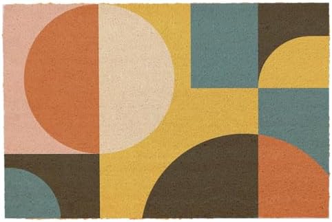 Funny Coir Doormat Simple Modern Abstract Geometric Front Door Mat Entryway Outdoor Mat with Heavy Duty Front Porch Welcome Mats Entry Natural Coconut Brown Mat Novelty Gift Doormat 23.7 x 15.7 inch by FNDMCTPS