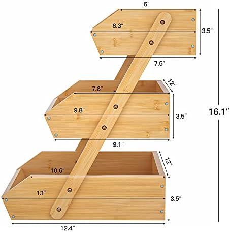 Merysen 3-Tier Bamboo Fruit Basket for Kitchen Countertop, Self-assembly - Image 3