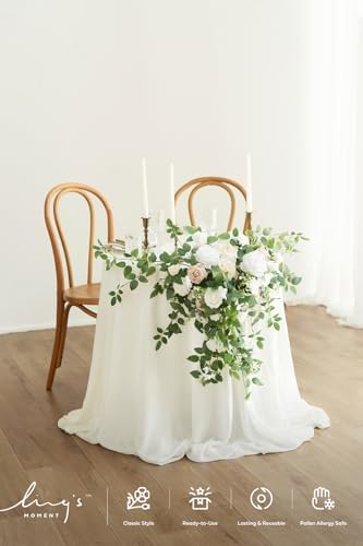 Ling's moment 2 Pack White Floral Garland Wedding Arch Flowers - Image 4