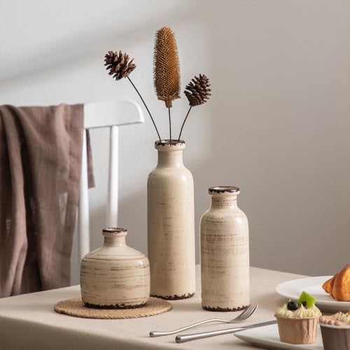Ceramic Vase Set of 3 White, Ice Crackle Bud Vases for Flower Centerpieces - Image 5