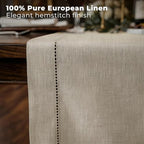 Signature Linen™ by D'Moksha, Natural Table Runner 72 Inches Long, 100% Pure Linen, Hemstitch, 14 x 72 Inch Table Runner for Dresser, Dining- Fall, Weddings, Outdoor Hosting - Image 2