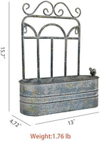 Vintage Rustic Wall Planter Distressed Grey Decor Iron Hanging Plant Basket Shabby Metal Wall Mounted Flower Holder Pot Stand for Indoor Outdoor Home Balcony Patio Farmhouse Garden Decorative Blue - Image 2