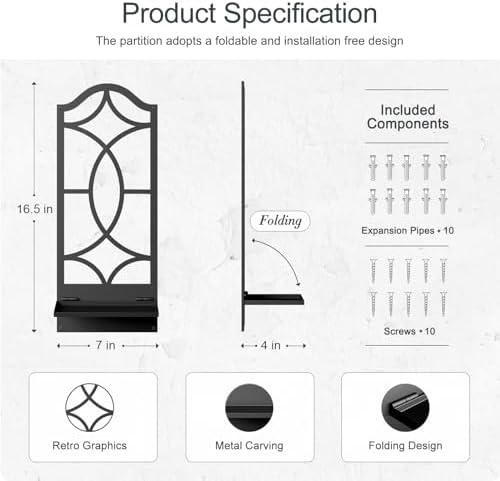 Candle Wall Sconces Set of 2, Black Metal Wall Art Decor for Living Room, Dining Room, Bedroom, Bathroom (16.5 x 7 in) - Image 2