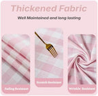 JIALE Gingham Table Cloth Rectangle Cotton Linen Fabric Gingham Tablecloth with Tassel Washable Wrinkle Free Buffalo Plaid Table Cover for Valentines Day Spring Picnic Kitchen Dining, Pink, 55x120 - Image 4