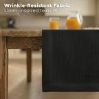 Easy Linen™ by D'Moksha, Linen-Look Texture, Recycled Fabric Table Runner, Black, 14 x 120 Inch, Wrinkle Resistant, Machine Washable - Fall, Everyday Dining - Image 2
