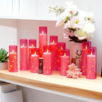 Sasigeiaa Flameless Candles with Embedded Star String - Battery Operated LED Candles, with Remote,12 Pink Flickering Candles for Christmas, Weddings, Home Decor & Party,(D 2.3"×H 5" 6" 7") - Image 6