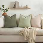 decorUhome Linen Fringe Sage Green Throw Pillow Covers 12x20 Set of 2 - Image 7