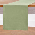 Solino Home 100% Pure Linen Table Runner Olive Long, Athena 14 x 132 in by SolinoHome