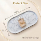 Natural Marble Tray - 12x6 Bathroom Decorative Tray, Perfume Tray & Vanity Tray Organizer. Versatile Tray Countertop Catchall for Jewelry, Soap & Candles - Image 3