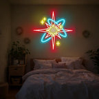 Red Starburst Neon Sign for Bedroom Music Room, Mid Century Modern Decor - Image 3