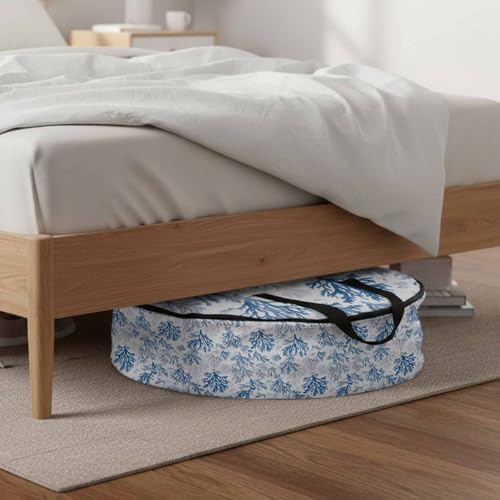 Water Blue Coral Round Storage Bag 24 Inch, Summer Shell Starfish Marine Life Clothes Storage Container with Handles Heavy Duty Organizer for Comforter, Bedding & Holiday Wreaths - Image 6