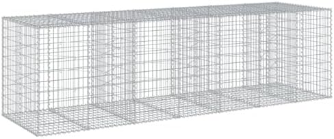 vidaXL Gabion Basket with Cover 137.8"x39.4"x39.4" Galvanized Iron by vidaXL