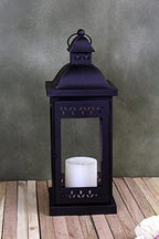 Hosley 15" Clear Glass Iron Lantern - Large Black Classic Style, Decorative Candle Holder for Weddings, Parties, Aromatherapy, Spa, LED Candles, Home Décor Gift - Image 5
