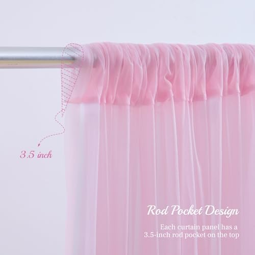 10x10ft Pink Tulle Backdrop Curtain with Lights String for Parites, Sheer Backdrop Drapes for Baby Shower Wedding Birthday Party Photo Shoot Decorations - Image 7