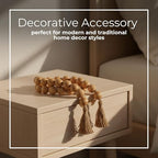 Wood Decorative Objects Bead Garland – Decorative Object Accent for Styling – Coffee Table or Shelf Display – Rustic Bead Tassels for Relaxed Accessories, Home Decor – 32", Brown - Image 4