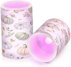 ALAZA Green Pumpkin Autumn Fall Flickering Flameless Candles Battery Operated with Remote Timer,Tea Light Candles LED Pillar Votive Candles Set of 2 for Outdoor Indoor Decorations - Image 2