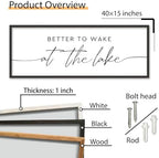 Better To Wake At The Lake Sign Above Bed Wall Decor, 40"×15", Black - Image 2