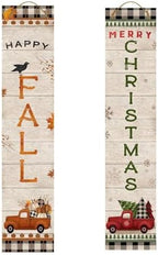 Briarwood Lane Fall Double Sided Reversible Pine Porch Leaner 47x9.5 Fall Winter Truck For Fall Porch Leaner by BriarwoodLane