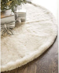 Balsam Hill Lodge Faux Fur Christmas Tree Skirt - Premium Rustic and Luxurious Fur Accents in Brown and Ivory for Tree Decor, Ivory, 60" by BalsamHill
