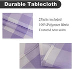Cupuamon 2 Pack Waterproof Polyester Fabic Rectangle Checkered Tablecloth，60x84 Outdoor Table Cloth，Oil Stain Prevention Table Cloth for Pinics and Parties（Lavender and White） - Image 2