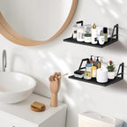 Tectocker-DOU 2 Pc Deep Floating Wall Shelves, Heavy Duty, 15.7×11.8, Black - Image 4