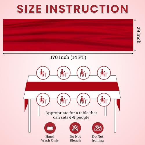 MDS Pack of 20 | Red | 14ft Chiffon Table Runner 29x170 Inches Long Romantic Rustic Sheer Gauze Runner for Wedding Bridal Shower Birthday Banquets Engagement Spring Easter Boho Decorations - Image 3