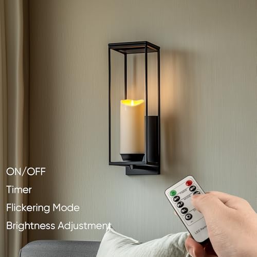 Homemory 4"x9" Outdoor Waterproof Flameless Candles with Timers and Remote Control, Battery Operated Candles, LED Plastic Candles, Ivory White, Set of 2 - Image 5