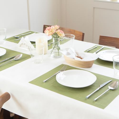 Placemats Set of 12 Vinyl/Plastic Woven Place Mats for Kitchen Table Indoor/Outdoor Washable Placemat Wipeable Dining Table Mats (Oliver Green,12) - Image 6