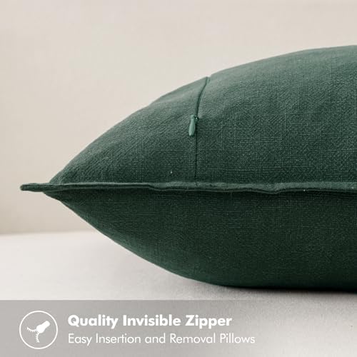 MIULEE Decorative Linen Euro Sham Pillow Covers 24x24 Dark Green - Image 3
