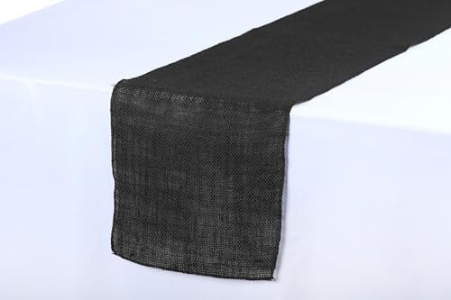 MDS® Pack of 25 Natural Burlap Table Runner, 12 x 72 Inch, Jute Rustic Farmhouse Boho Table Decor for Wedding Reception, Dining Table, Bridal Shower, Baby Shower & Party Decorations - Black - Image 3