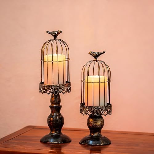 2PCS Iron Birdcage Candle Holder Decorative for Weddings Home Vintage Detachable Centerpieces Tables Hanging Outdoor Indoor Courtyard by Unknown