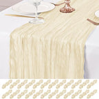 24 Pack Ivory Table Runner 10Ft Cheesecloth Table Runner Rustic Gauze Table Runners Romantic Long Cream Sheer Fabric Cheese Cloth Table Runners for Wedding Party Bridal Baby Shower by Lumaycens