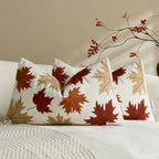 Embroidered Fall Throw Pillow Covers,12x20 Inch Set of 2,Maple Leaf by HOME