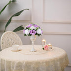 BLOSMON Purple Flowers Ball for Centerpieces: 6 Pcs Fake Lilac White Roses Flowers for Wedding Dinning Table - Faux Silk Kissing Bouquet with Base Floral Arrangement for Home Party Event Decor - Image 6