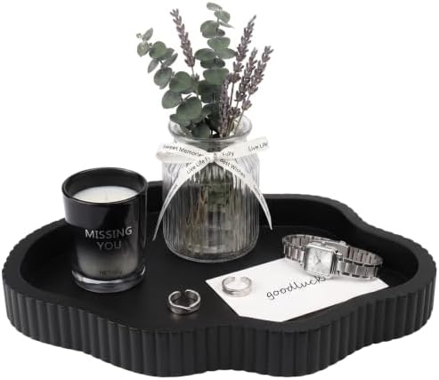 Coffee Table Tray for Home Decor,11" Cloud Resin Decorative Tray for Coffee Table Decor,Modern Organizer for Living Room&Kitchen Counter(Model A Black) by Unknown
