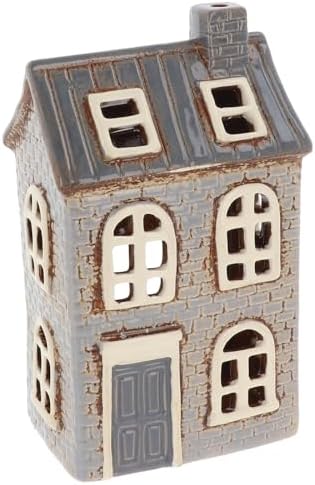 Shudehill Giftware Village Pottery Ceramic Tealight Holder Brick Houses Grey Neutral Collection - Tiled Chateau, Lilac, or Dormer House (Brick Lilac) by Shudehill+Giftware