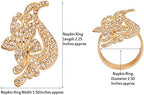 Floral Rhinestone Crystal Table Napkin Rings, Gold Tone, Set of 6 - Image 5