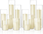 Shihanee 6 Glass Cylinder Vase Pillar Candle,Ivory，Clear,Set of 24 by Shihanee